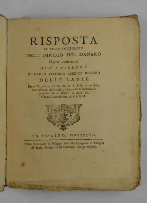 Risposta al libro intitolato Dell'impiego del danaro opera consecrata all'eminenza … | Immagine Gallery 4
