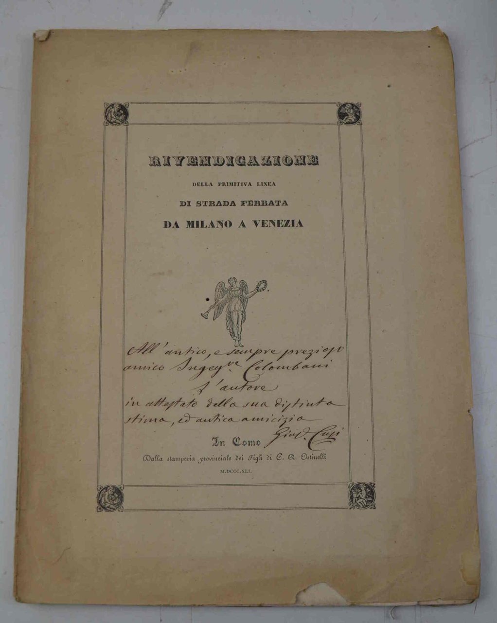 Rivendicazione della primitiva linea di strada ferrata da Milano a … | Immagine principale