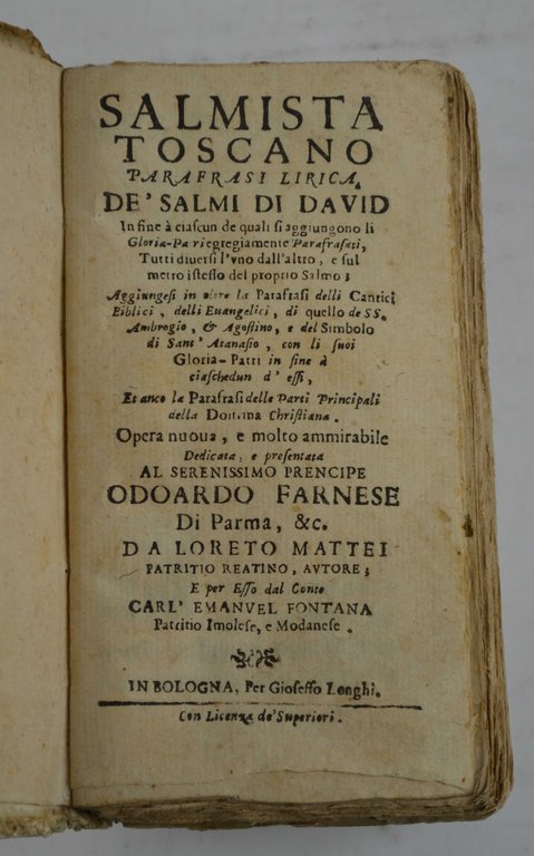 Salmista toscano. Parafrasi lirica de' Salmi di David.