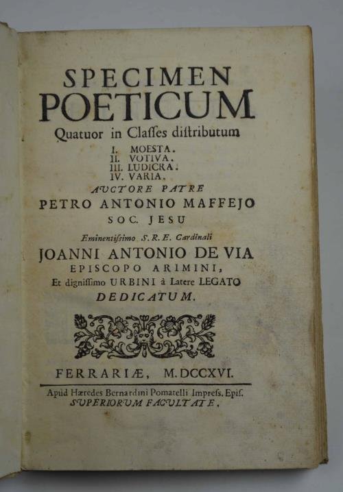 Specimen poeticum quatuor in classes distributum I. Moesta. II. Votiva. …