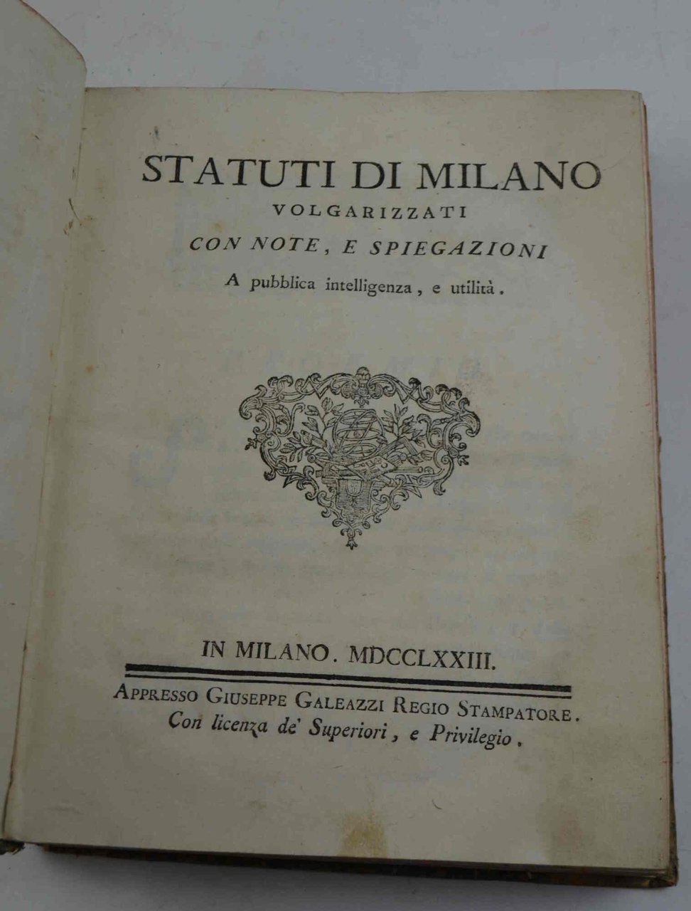 Statuti di Milano volgarizzati con note, e spiegazioni a pubblica … | Immagine principale
