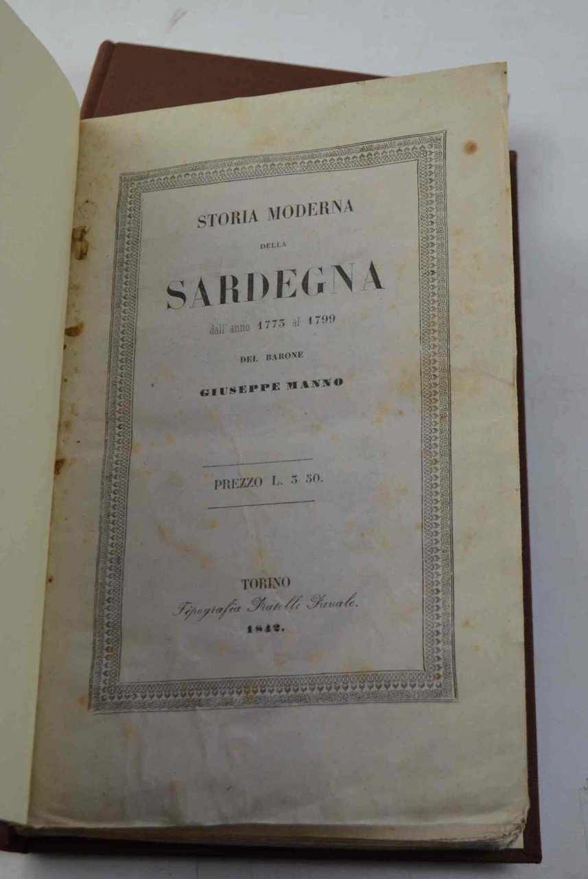 Storia moderna della Sardegna dall'anno 1773 al 1799…