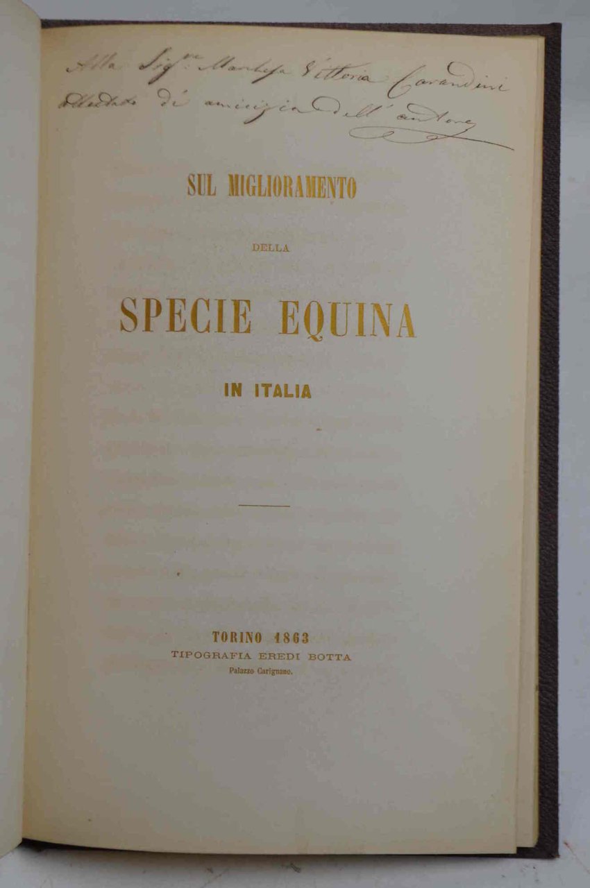 Sul miglioramento della specie equina in Italia.