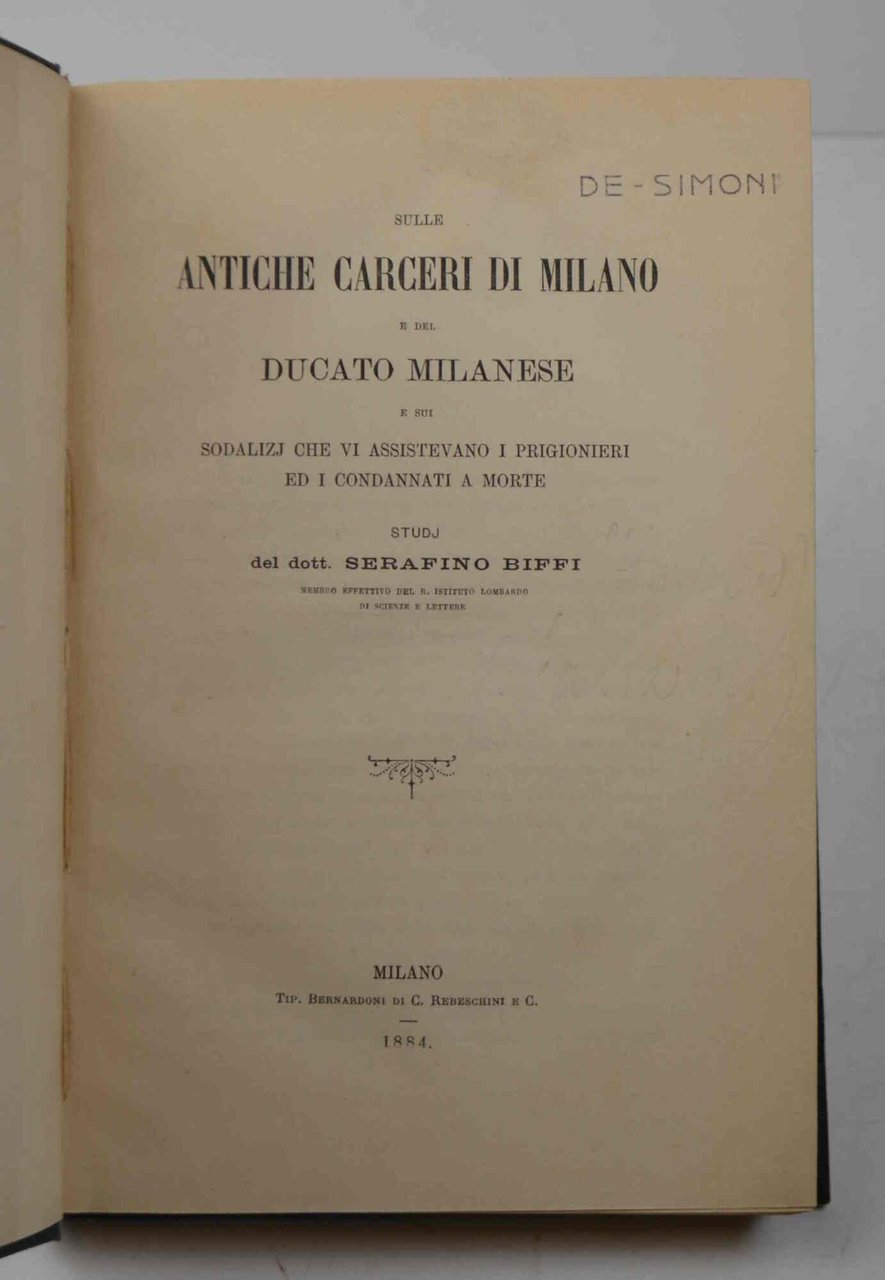 Sulle antiche carceri di Milano e del Ducato milanese e … | Immagine principale