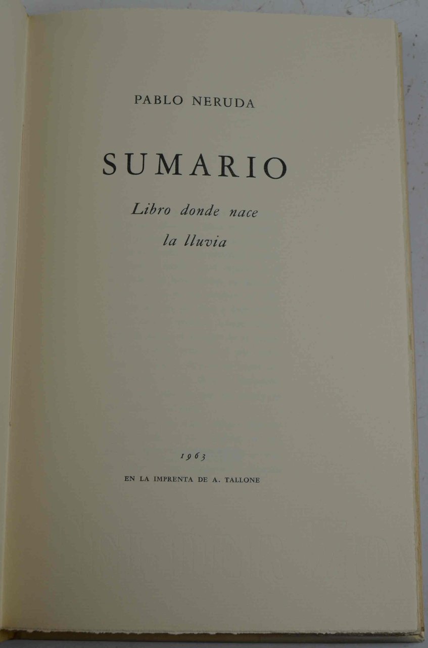 Sumario. Libro donde nace la lluvia.