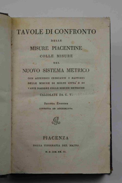 Tavole di confronto delle misure piacentine colle misure del nuovo … | Immagine Gallery 6