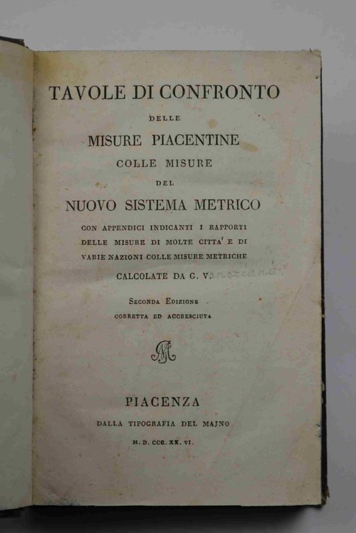 Tavole di confronto delle misure piacentine colle misure del nuovo … | Immagine Gallery 5