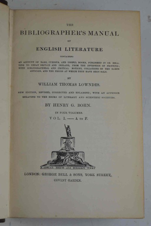 The bibliographer's manual of English literature, containing an account of …