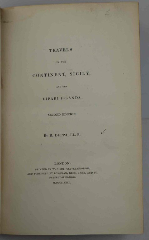 Travels on the continent, Sicily and the Lipari Islands. Second …