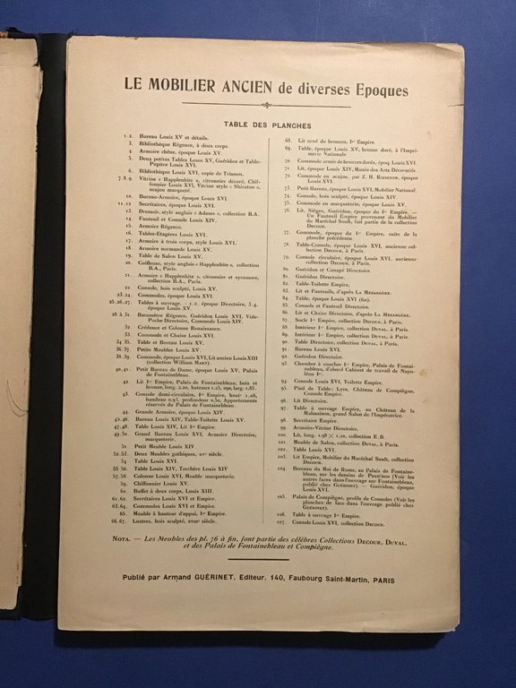 LE MOBILIER ANCIEN DE DIVERSES EPOQUES