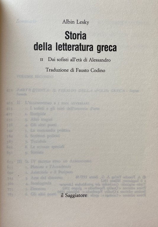 STORIA DELLA LETTERATURA GRECA. VOLUME 1: DAGLI INIZI A ERODOTO, …