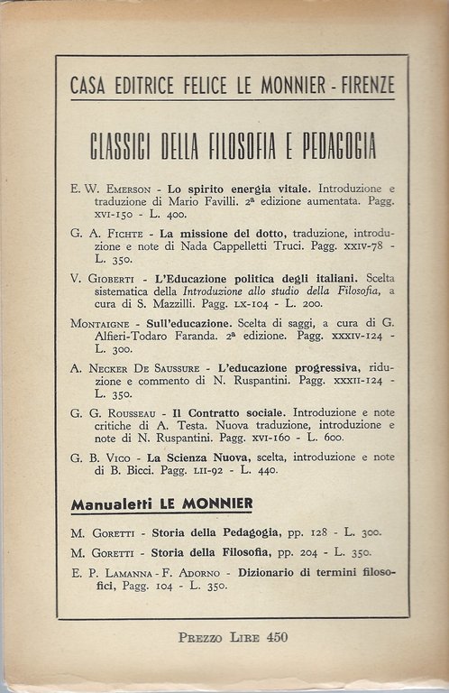 Trattato delle sensazioni. A cura di G.Alfieri Todaro-Faranda.