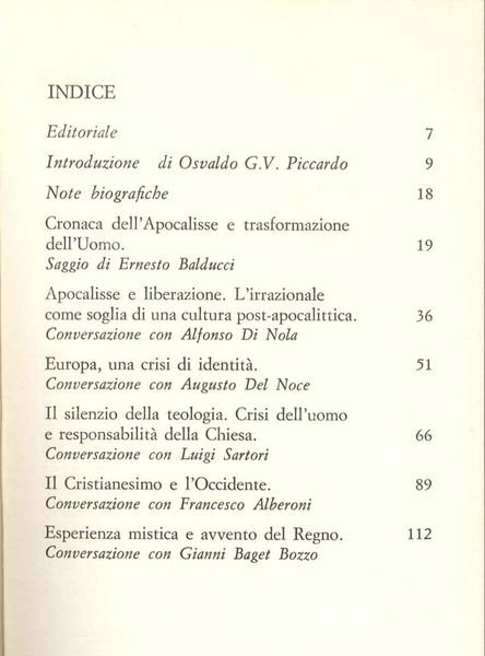 Religiosi e laici di fronte all'Apocalisse