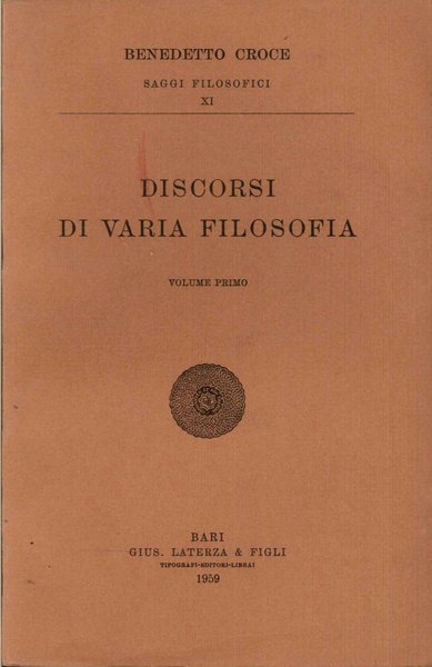 Discorsi di varia filosofia, Volume primo