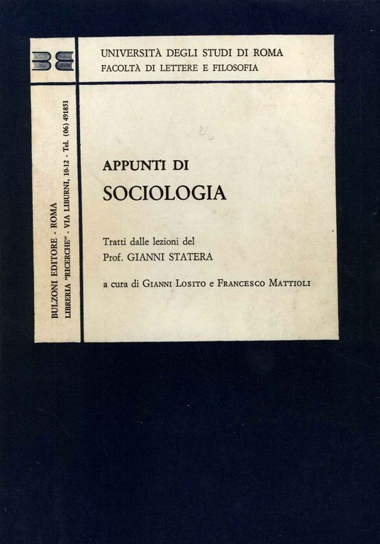 Appunti di sociologia tratti dalle lezioni del prof. Gianni Stat