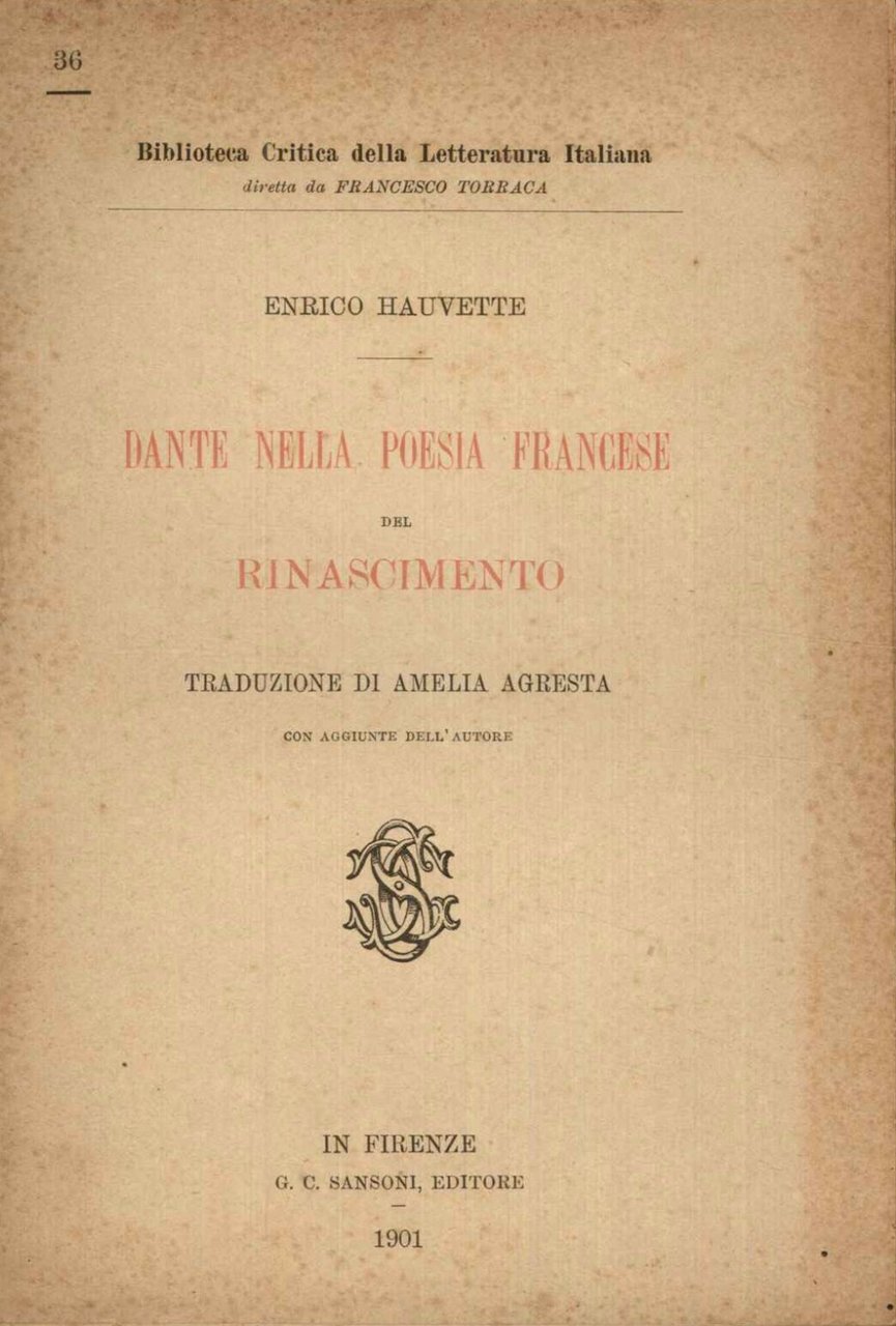 Dante nella poesia francese del Rinascimento
