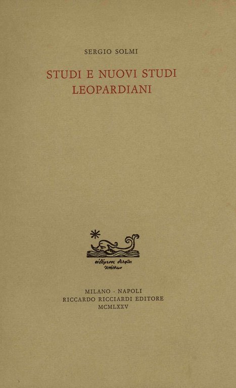 Studi e nuovi studi leopardiani