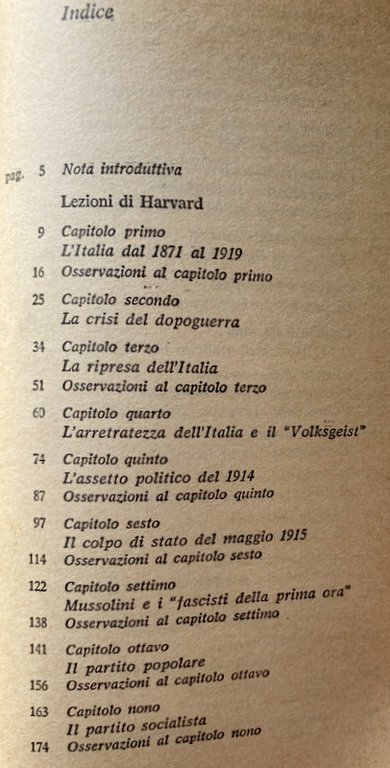 LE ORIGINI DEL FASCISMO IN ITALIA. LEZIONI DI HARVARD.