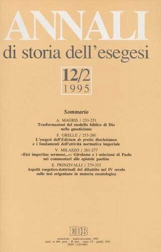 Annali di storia dell'esegesi (Vol. 12/2).