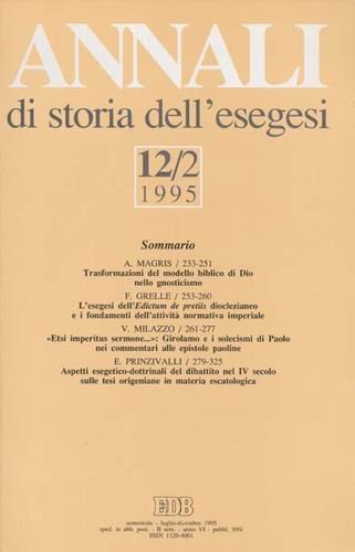 Annali di storia dell'esegesi (Vol. 12/2).