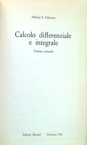 Calcolo differenziale e integrale. Volume secondo