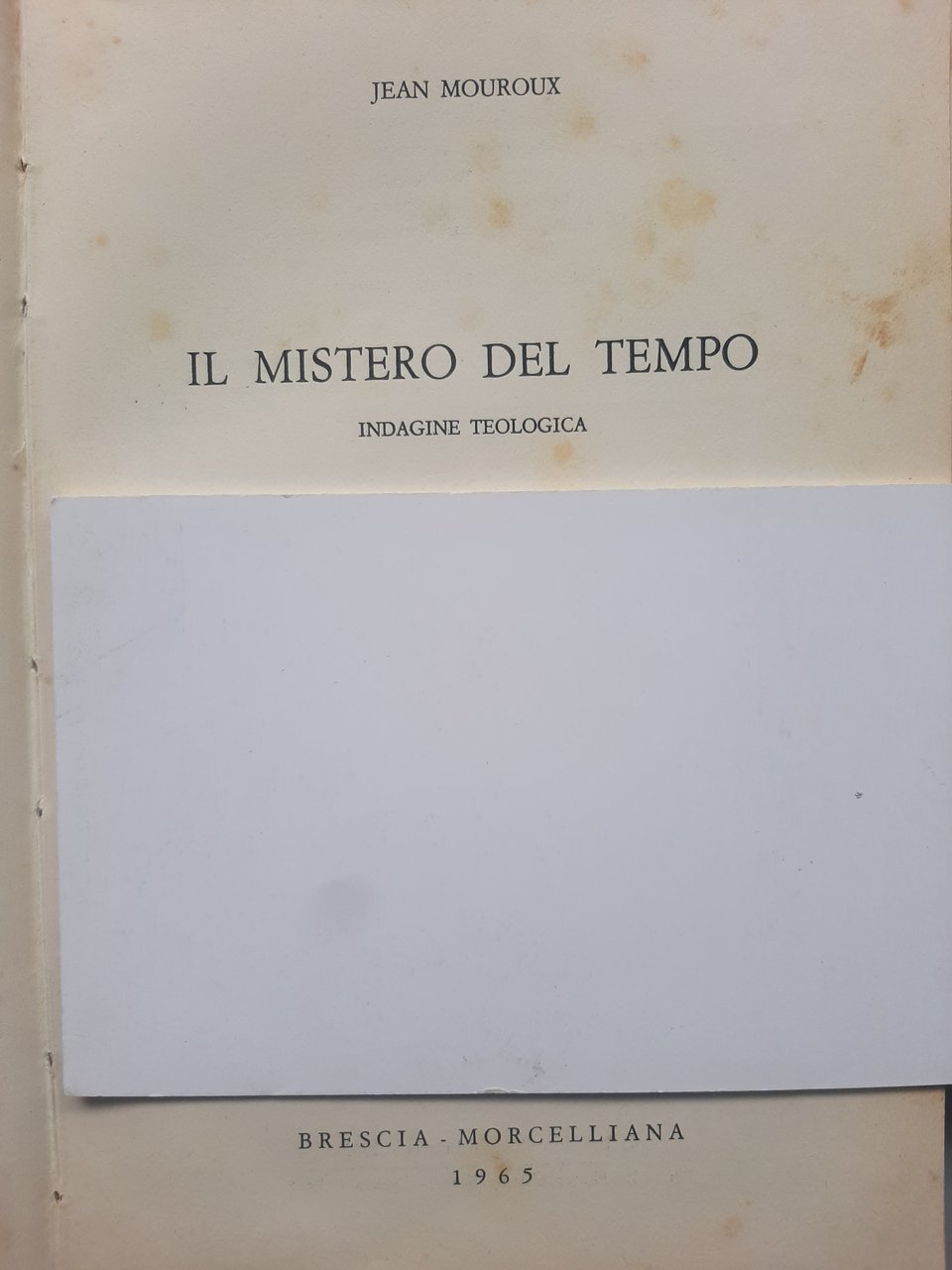Il mistero del tempo. Indagine teologica