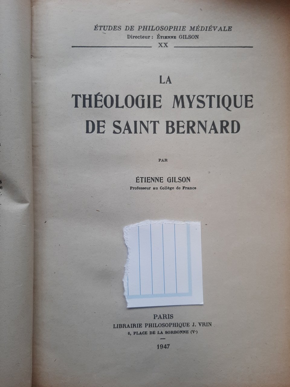 Théologie mystique de Saint Bernard