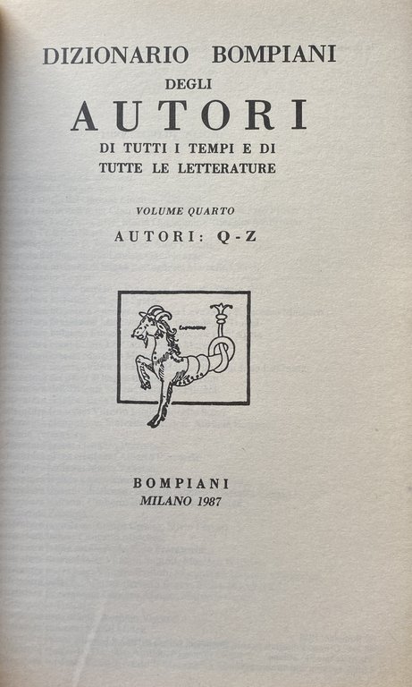 DIZIONARIO BOMPIANI DEGLI AUTORI DI TUTTI I TEMPI E DI …