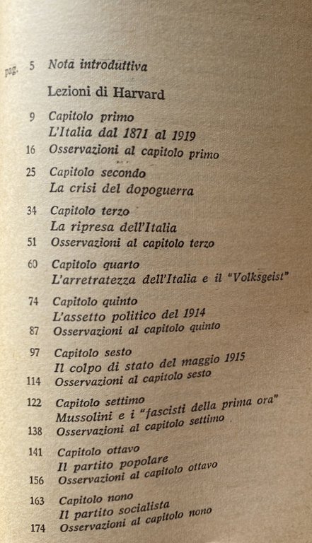 LE ORIGINI DEL FASCISMO IN ITALIA. LEZIONI DI HARVARD.