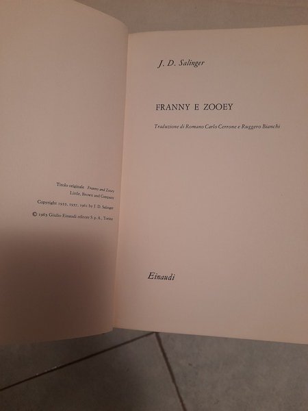 FRANNY E ZOOEY. Einaudi, 1963.