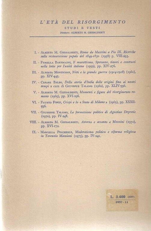 "Moderatismo politico e riforma religiosa in Terenzio Mamiani"