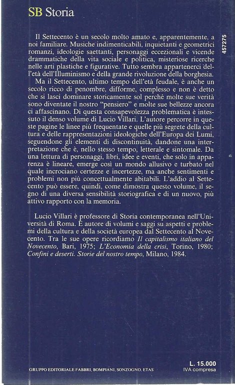 "Settecento Adieu" "cultura e politica nell'Europa dei Lumi"