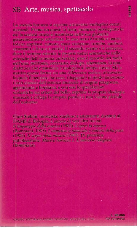 "Musica barocca" "poetica e ideologia"