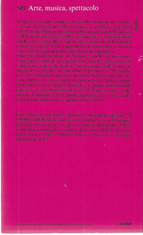 "Musica barocca" "poetica e ideologia"