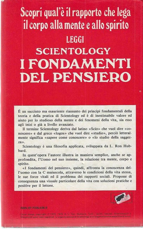 "Scientology" "I fondamenti del pensiero" Il libro fondamentale della teoria …