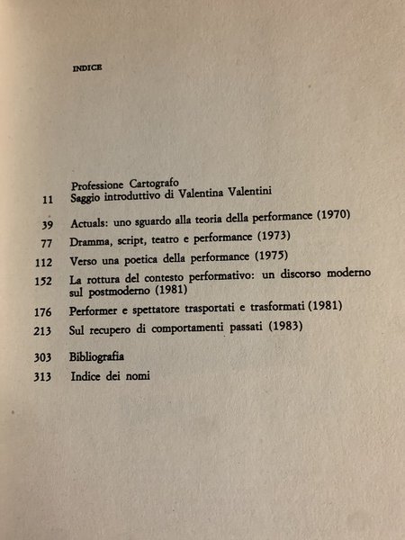 LA TEORIA DELLA PERFORMANCE 1970 - 1983
