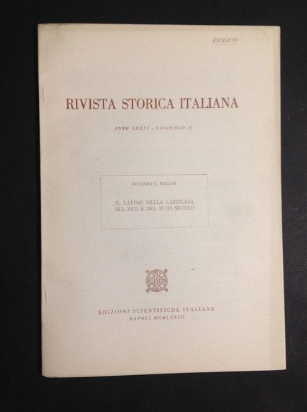 RIVISTA STORICA ITALIANA IL LATINO NELLA CASTIGLIA DEL XVII E …