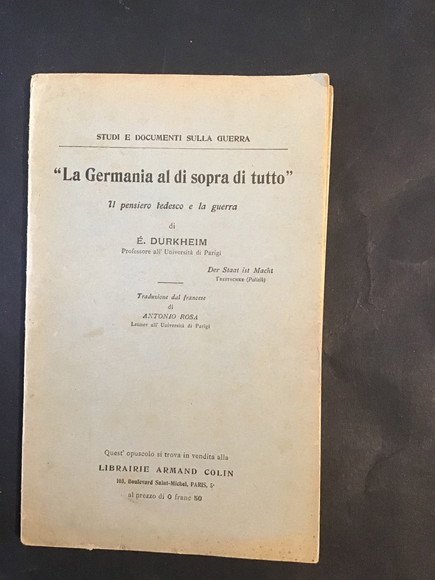 LA GERMANIA AL DI SOPRA DI TUTTO IL PENSIERO TEDESCO …