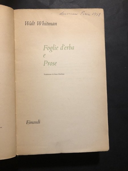 FOGLIE D'ERBA E PROSE