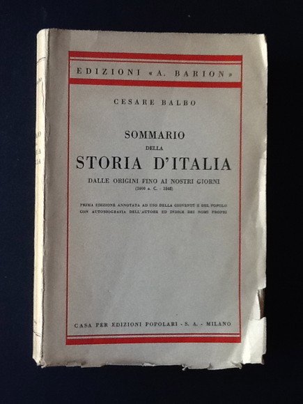 SOMMARIO DELLA STORIA D'ITALIA DALLE ORIGINI FINO AI NOSTRI GIORNI …
