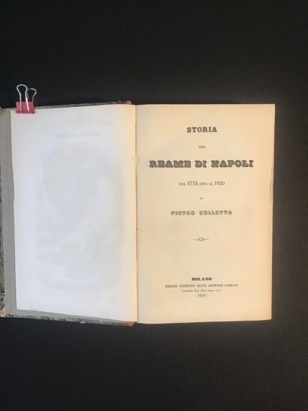 STORIA DEL REAME DI NAPOLI DAL 1734 SINO AL 1825