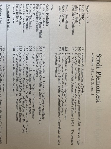 STUDI PIEMONTESI NOVEMBRE 1981, VOL. X, FASC. 2