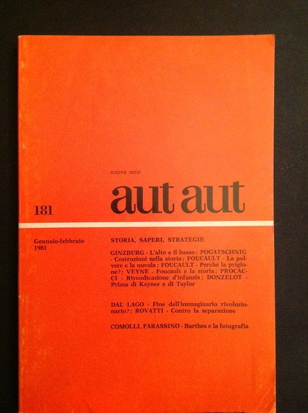 AUT AUT NUOVA SERIE 181 STORIA, SAPERI, STRATEGIE