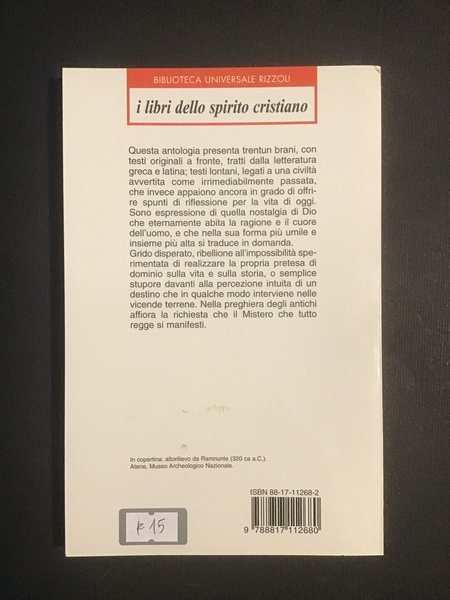 AL DIO IGNOTO. PREGHIERE DEGLI ANTICHI