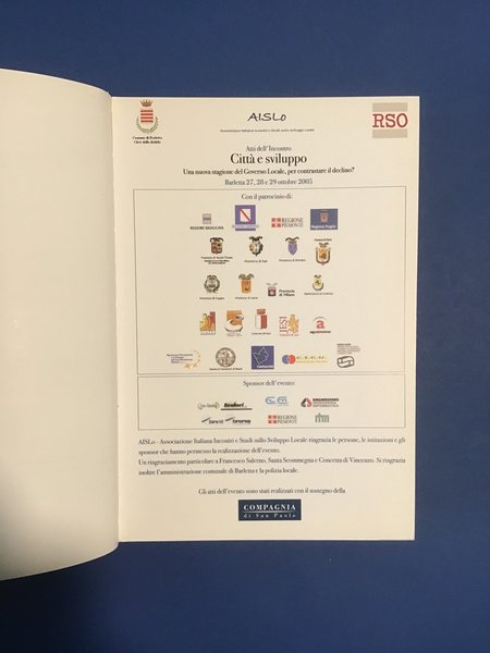 CITTA' E SVILUPPO. UNA NUOVA STAGIONE DEL GOVERNO LOCALE, PER …