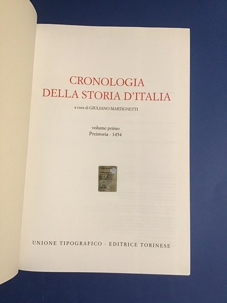 CRONOLOGIA DELLA STORIA D'ITALIA - VOL. I, II