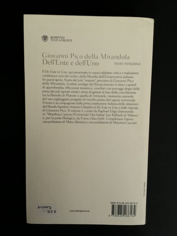 DELL'ENTE E DELL'UNO