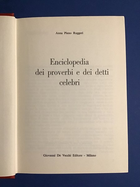 ENCICLOPEDIA DEI PROVERBI E DEI DETTI CELEBRI