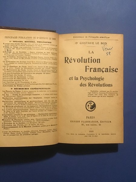 LA REVOLUTION FRANCAISE ET LA PSYCHOLOGIE DES REVOLUTIONS