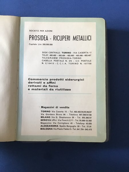 PROSIDEA - RICUPERI METALLICI. CATALOGO EDIZIONE 1961